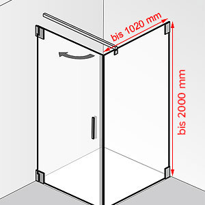 Tiefe / Höhe: bis 1020 mm / bis 2000 mm