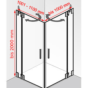 Breite / Tiefe / Höhe: 1001 - 1100 mm / bis 1000 mm / bis 2000 mm