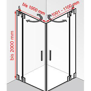 Breite / Tiefe / Höhe: bis 1000 mm / 1001 - 1100 mm / bis 2000 mm
