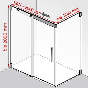 Breite / Tiefe / Höhe: 1201 - 2000 mm / bis 1200 / bis 2000 mm