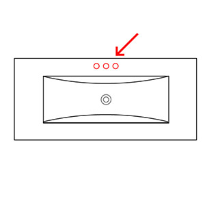 Hahnloch: mit Bohrung für 3-Loch-Armatur