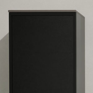 Ausführung Mittelschrank: Alurahmenfront Schwarz mit Schwarzglas matt