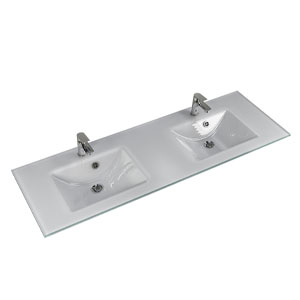 Waschtisch-Typ / -Farbe: Glas, Optiwhite, externer Überlauf