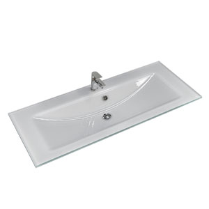 Waschtisch-Typ / -Farbe: Glas, Optiwhite, externer Überlauf