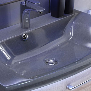 Waschtisch-Typ / -Farbe: Mineralmarmor-Waschtisch - Grau-Metallic