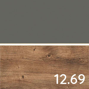 Front- und Korpusfarbe Waschtischunterschrank: Glas Grau - Eiche Ribbeck quer Nachbildung