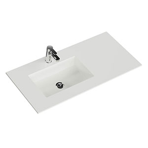 Waschtisch-Typ: Krion-Waschtisch - 106 cm, Weiß Matt, Clou-Überlauf