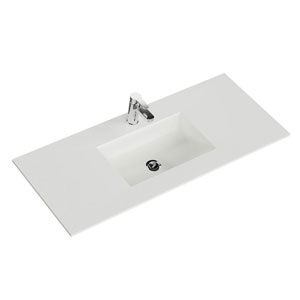 Waschtisch-Typ: Krion-Waschtisch - 121 cm, Weiß Matt, Clou-Überlauf