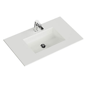 Waschtisch-Typ: Krion-Waschtisch - 91 cm, Weiß Matt, Clou-Überlauf