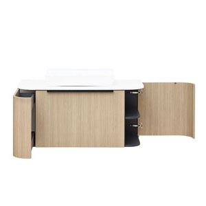 Ausführung Waschtischunterschrank: 1 Auszug links, 1 Drehtür rechts