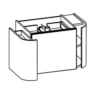Ausführung Waschtischunterschrank: 1 Auszug links, 1 Drehtür rechts