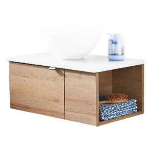 Ausführung Waschtischunterschrank: seitliches offenes Fach rechts