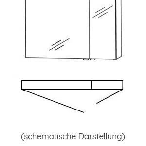 Türanschlag Spiegelschrank: Große Tür links, kleine Tür rechts