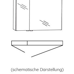 Türanschlag Spiegelschrank: Große Tür rechts, kleine Tür links
