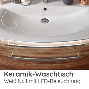 Waschtisch-Typ / -Farbe: Keramik Weiss 1020 mm Breite mit LED-Beleuchtung