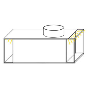 Ausführung Waschtisch mit Unterschrank: Becken rechts, mit Waschtisch-Beleuchtung 2 x 0,7 Watt