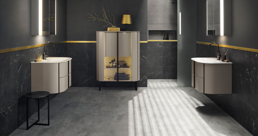 Pelipal Serie 6010 Badm&ouml;bel Set schwarz LED Beleuchtung